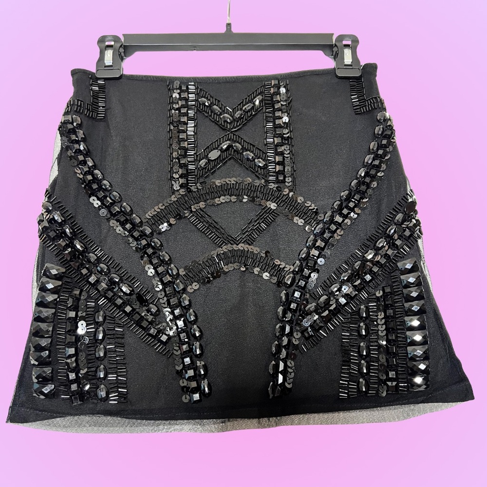 True Y2K Black Beaded Mini Skirt – 2000s